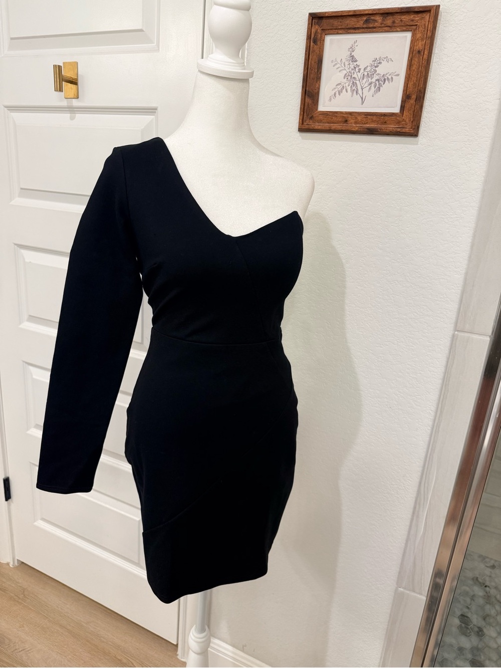 Lulu's One-Shoulder Black Cocktail Dress